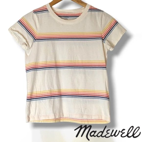 Madewell Tops - EUC! Madewell retro rainbow stripe tshirt - sz. M